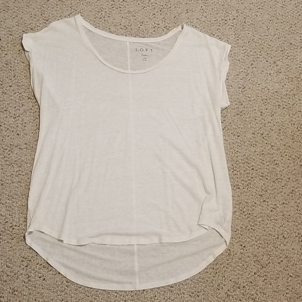 LOFT Maternity White Linen Shirt, Size L